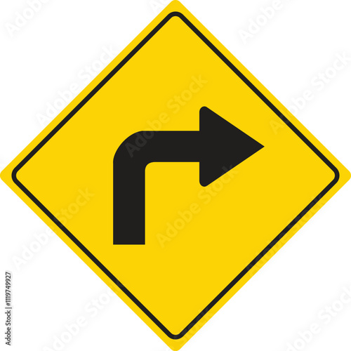 Take Right-turn symbol and traffic sign vector illustration