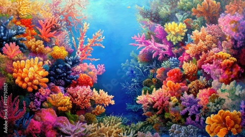 "Undersea Coral Reef Full of Color and Life"