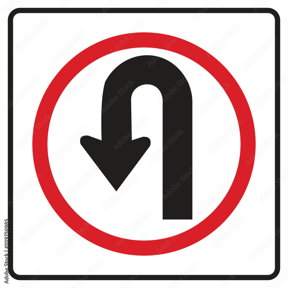 U-turn symbol and traffic sign vector illustration 01 U-turn symbol and traffic sign vector illustration 01