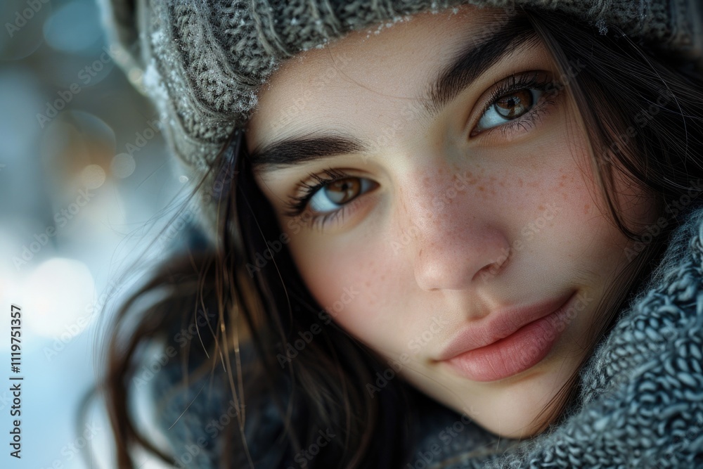 A close-up of a person wearing a hat and scarf, great for portraits or travel images A close-up of a person wearing a hat and scarf, great for portraits or travel images