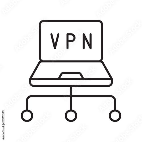 vpn line icon with white background vector stock illustration