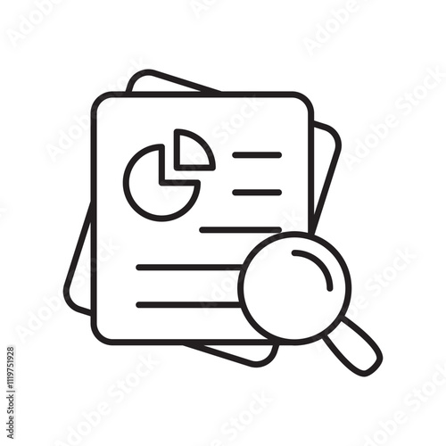 case study line icon with white background vector stock illustration