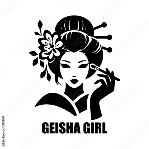 Authentic Geisha Girl Silhouette Vectors for Cultural and Creative Projects