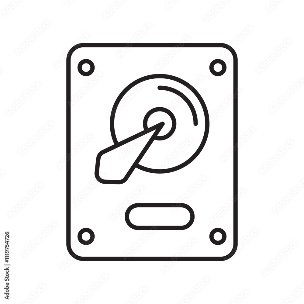 hdd line icon with white background vector stock illustration hdd line icon with white background vector stock illustration