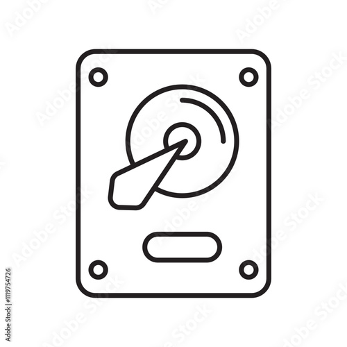 hdd line icon with white background vector stock illustration