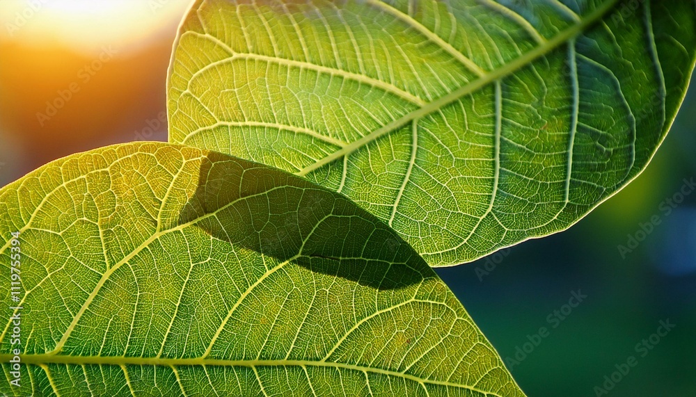 Structure Reference Image, foliage The image showcases two overlapping leaves in vibrant hues of green Structure Reference Image, foliage The image showcases two overlapping leaves in vibrant hues of green