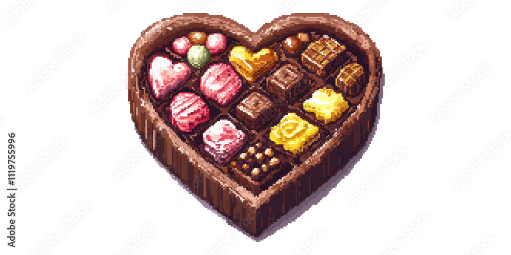 Heart-shaped box of chocolates with assorted candies isolated on transparent background Heart-shaped box of chocolates with assorted candies isolated on transparent background