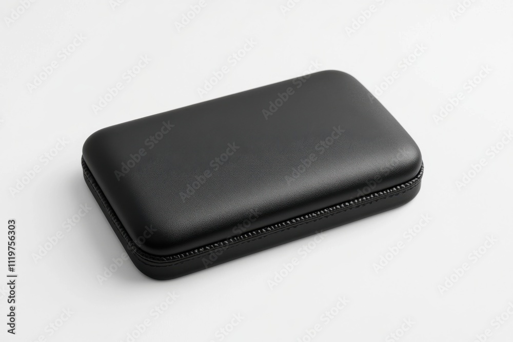 Matte Black Leather Tech Box with Defined Edges Matte Black Leather Tech Box with Defined Edges