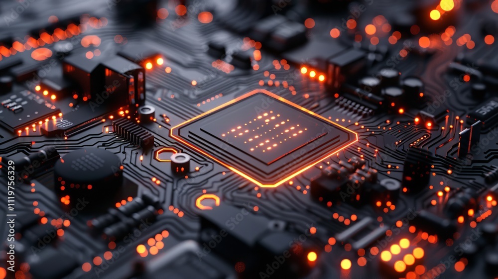 Detailed view of an electronic circuit board. Ideal for technology and engineering concepts. Detailed view of an electronic circuit board. Ideal for technology and engineering concepts.