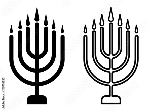 Big menorah icon, flat style pictogram icon for mobile app ui or ux, vector illustration symbol logo design sign, isolated on white
