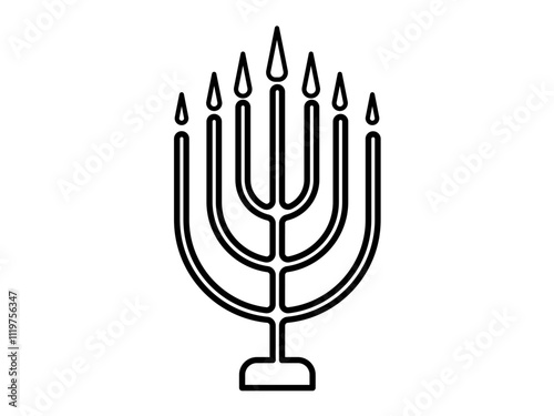 Big menorah icon, flat style pictogram icon for mobile app ui or ux, vector illustration symbol logo design sign, isolated on white