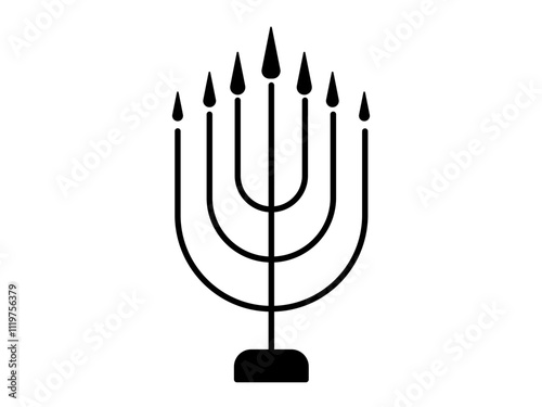 Big menorah icon, flat style pictogram icon for mobile app ui or ux, vector illustration symbol logo design sign, isolated on white
