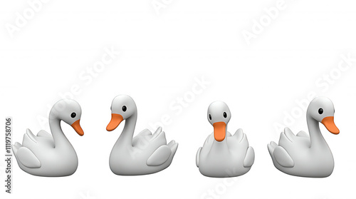 Charming Swan Illustrations with Transparent Background for Design Projects and Overlays photo