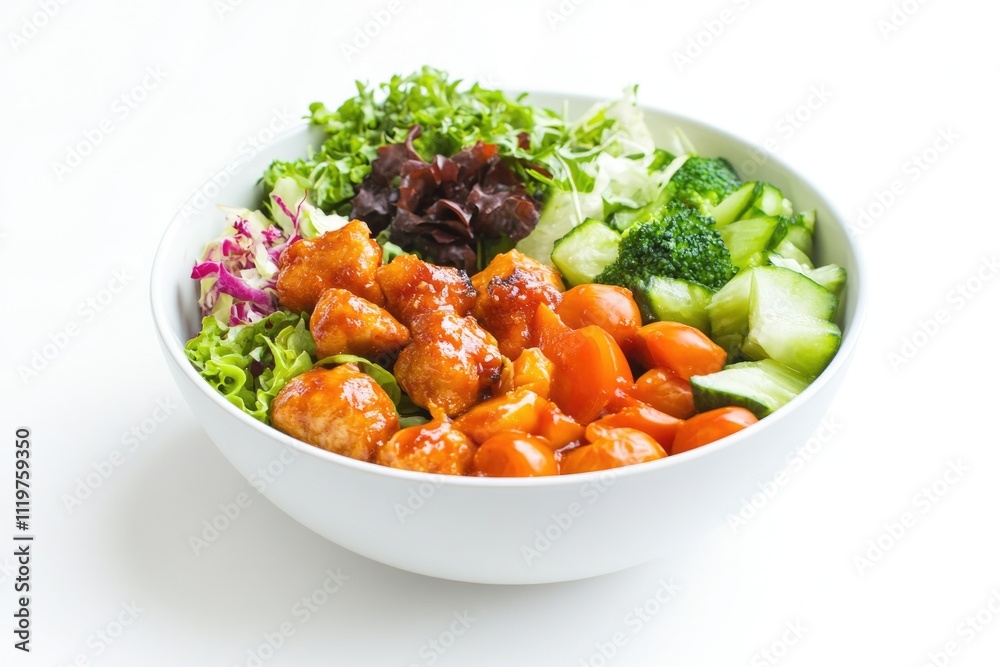 Fresh vegetables and meat prepared in a bowl, ideal for healthy meals or snacks