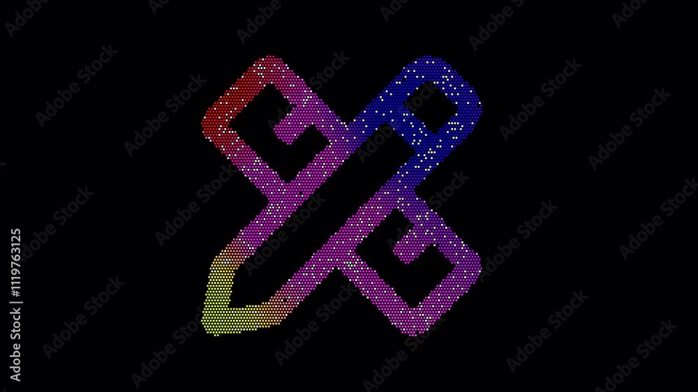 Icon pencil ruler is made up of LED square shapes that shimmer and flicker. There are black dead diodes. In-Out looped. Alpha BW at the end Icon pencil ruler is made up of LED square shapes that shimmer and flicker. There are black dead diodes. In-Out looped. Alpha BW at the end