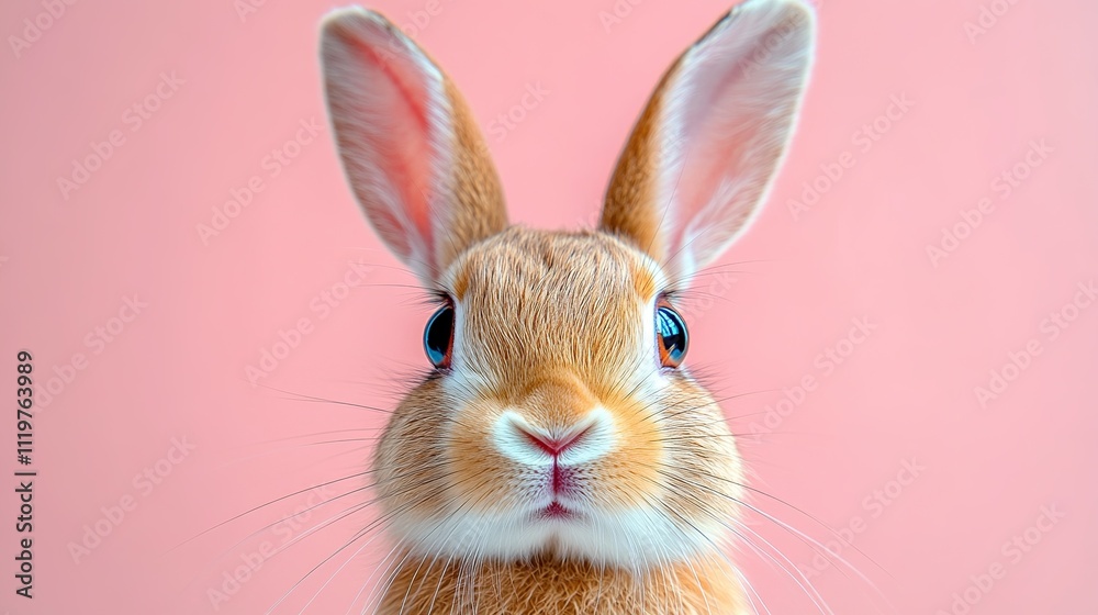 Obraz premium A brown rabbit sits centered against white.