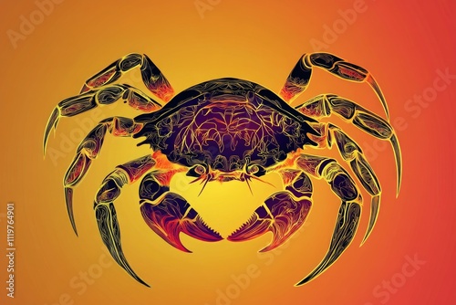 A picture of a crab sitting on an orange background photo