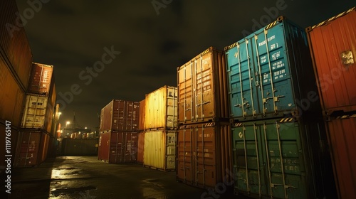 Containers in shipping yard, shipping port,. photo