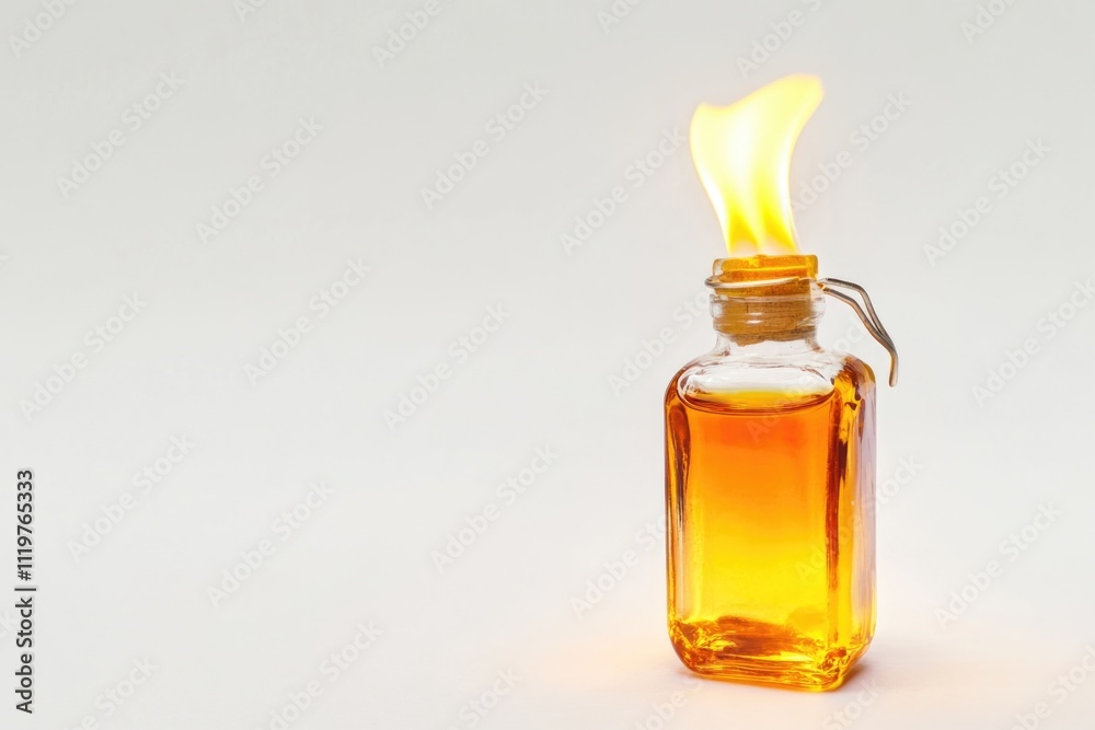 A glass bottle containing a flame A glass bottle containing a flame