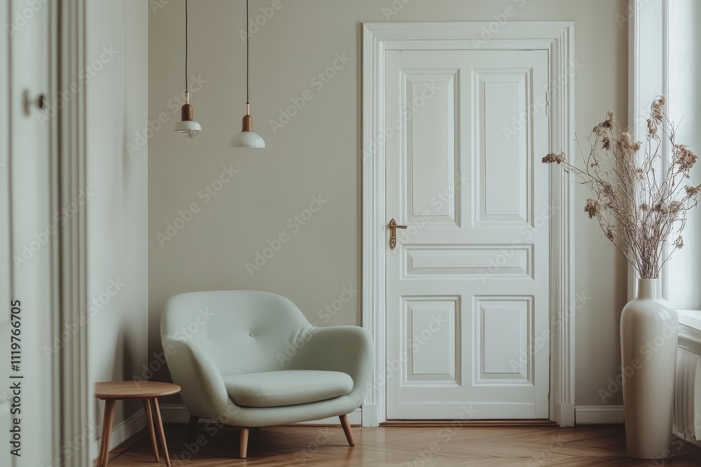 interior design minimalist living room white door pale green armchair interior design minimalist living room white door pale green armchair