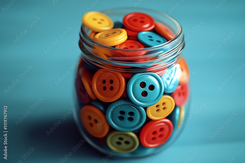 A Collection of Colorful Buttons in a Jar A Collection of Colorful Buttons in a Jar