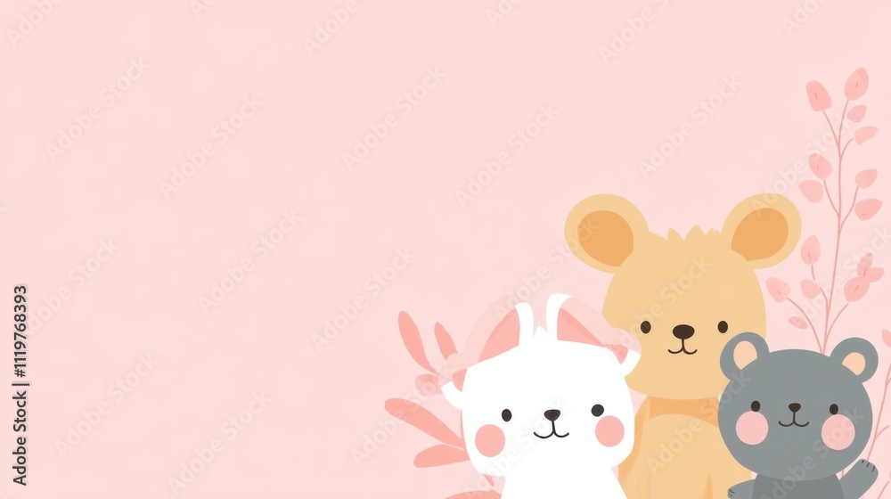 Naklejka premium Whimsical Wildlife: Simple Cartoon Animal Illustrations