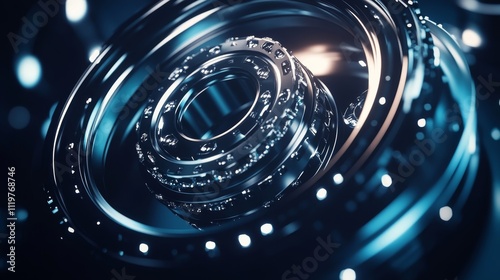 Close-up view of high-quality bearings, detailed metal components showcasing precision engineering, mechanical parts, and industrial tools for manufacturing and machinery use photo