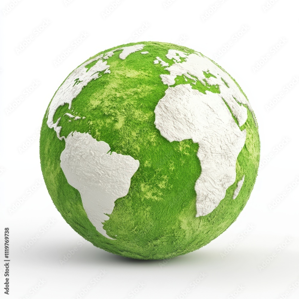 Obraz premium Eco-Friendly Green Earth Model Highlighting Environmental Conservation Themes
