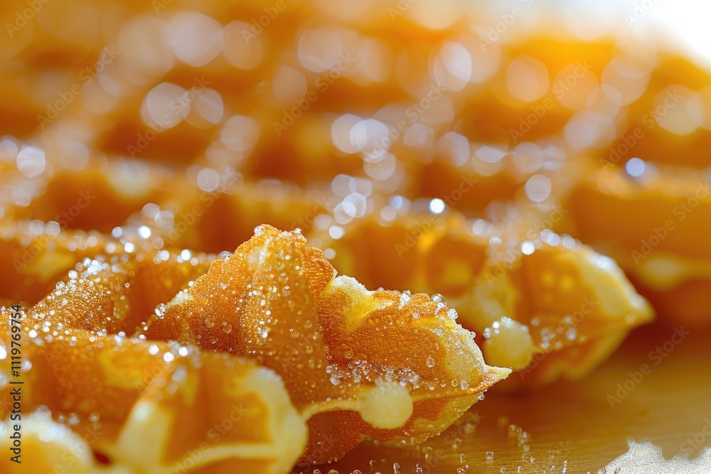 A single serving of crispy waffles on a table, perfect for breakfast or brunch A single serving of crispy waffles on a table, perfect for breakfast or brunch