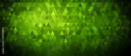 Vibrant green background with a pattern of triangles is displayed. The triangles are of various sizes and are scattered throughout the image, creating a dynamic and eye-catching design photo