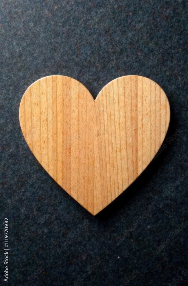 Heart-shaped wooden board on dark textured background. Minimalistic flat lay composition with mockup template and copy space for design Heart-shaped wooden board on dark textured background. Minimalistic flat lay composition with mockup template and copy space for design