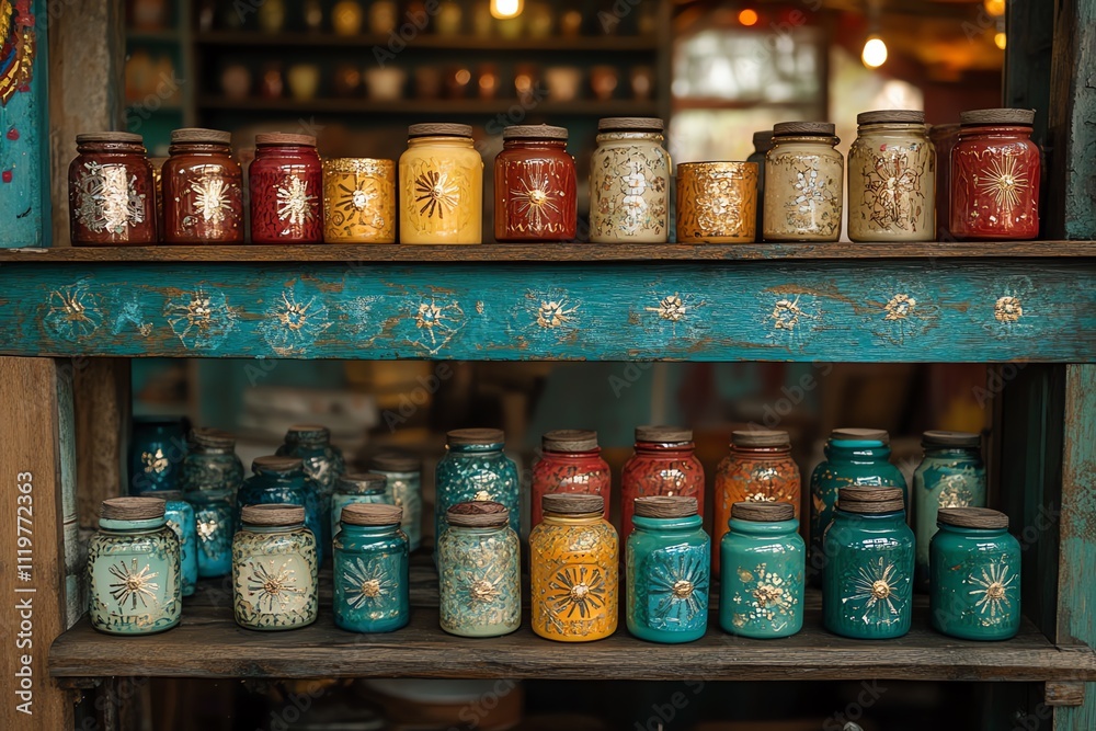 A Collection of Handmade Candles on a Shelf A Collection of Handmade Candles on a Shelf