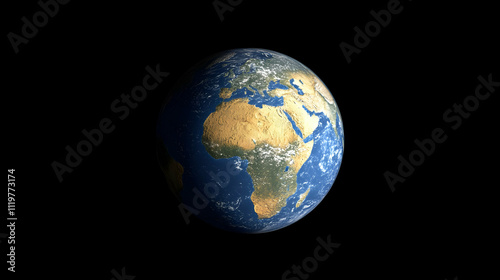 Earth globe planet continents oceans view space world sphere blue green brown clouds atmosphere