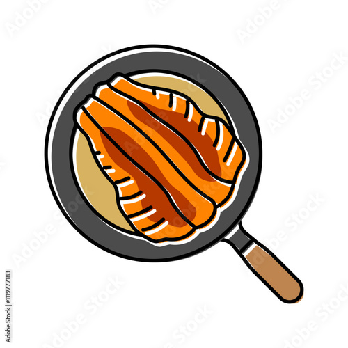pan seared trout fish color icon vector. pan seared trout fish sign. isolated symbol illustration