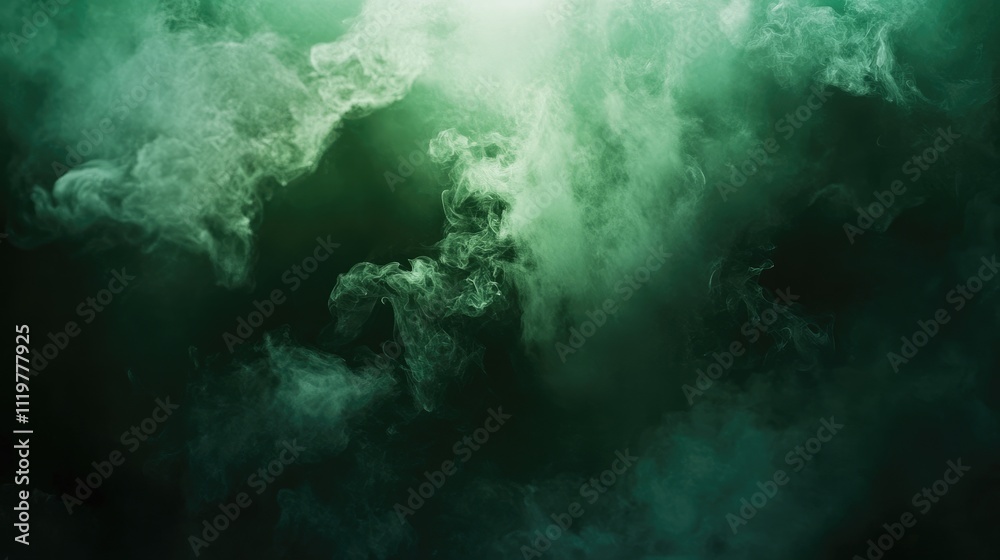 Ethereal green smoke swirling against a dark backdrop creating a mystical and atmospheric visual for artistic and design use Ethereal green smoke swirling against a dark backdrop creating a mystical and atmospheric visual for artistic and design use