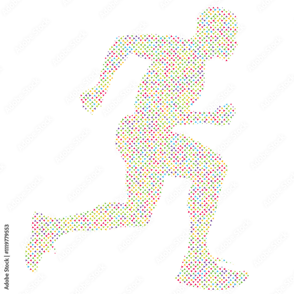 Side view of vector runner silhouette in geometric style Side view of vector runner silhouette in geometric style
