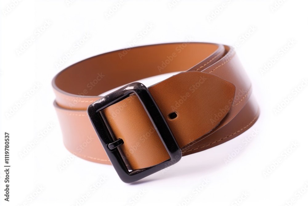 A close-up shot of a belt on a white background, ideal for use in fashion or product photography