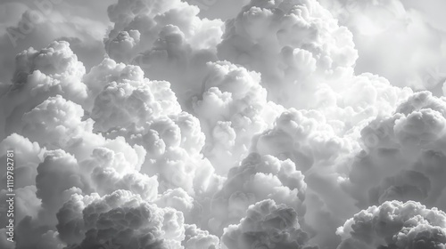 A black and white photo of clouds drifting across the sky photo