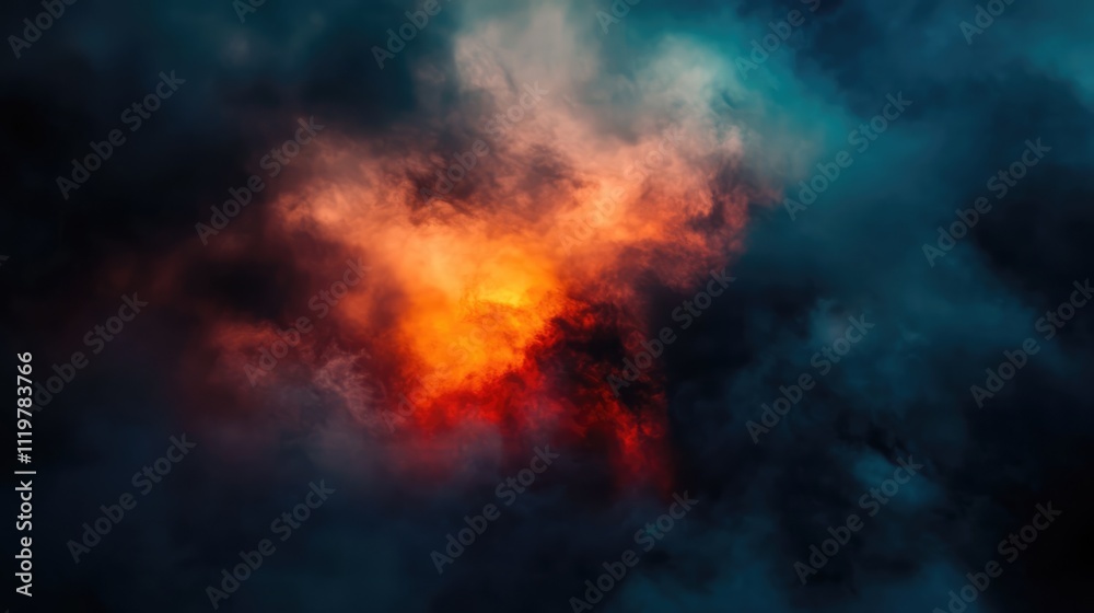 Intense red and orange flames emerge from a dark, billowing cloud of smoke, creating a dramatic and turbulent atmosphere, fire, smoke, danger, heat, high temperature, abstract. Intense red and orange flames emerge from a dark, billowing cloud of smoke, creating a dramatic and turbulent atmosphere, fire, smoke, danger, heat, high temperature, abstract.