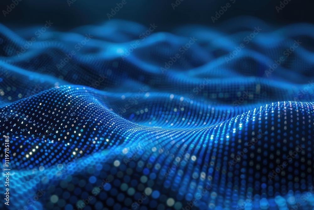 Close-up view of a blue fabric with small dots, suitable for textile or design use Close-up view of a blue fabric with small dots, suitable for textile or design use