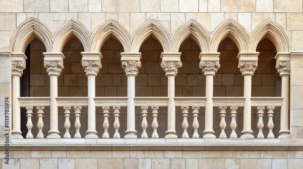 Architectural details featuring elegant arches and columns with intricate plaster patterns and stucco molding in a historic urban setting. Architectural details featuring elegant arches and columns with intricate plaster patterns and stucco molding in a historic urban setting.
