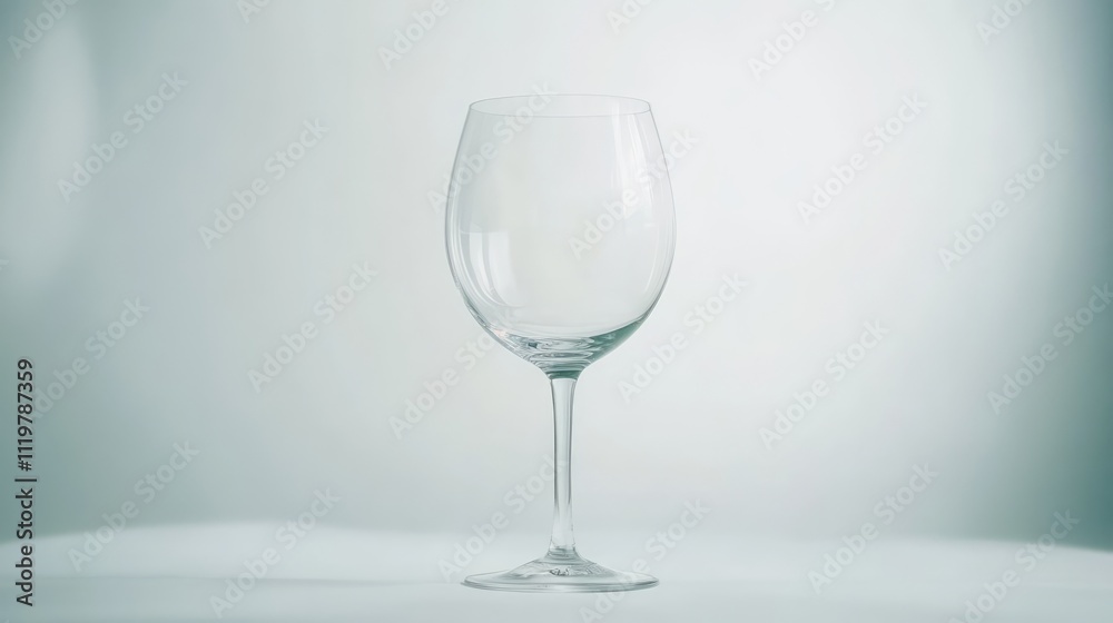 Clear wine glass on a minimalist background highlighting its elegant design and transparency perfect for beverage or tableware concepts Clear wine glass on a minimalist background highlighting its elegant design and transparency perfect for beverage or tableware concepts