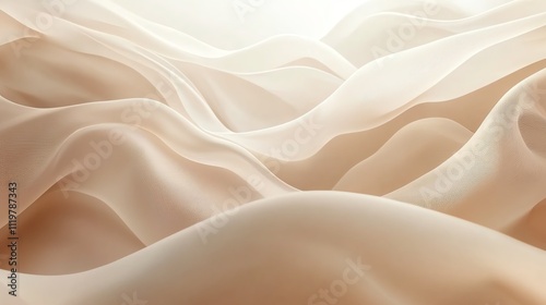 Abstract waves of silky fabric create a serene and elegant texture, bathed in soft light.