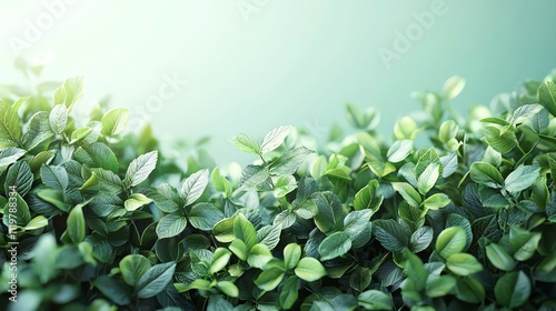 Vibrant green leaves with sunlight, perfect for nature-themed designs and backgrounds. photo