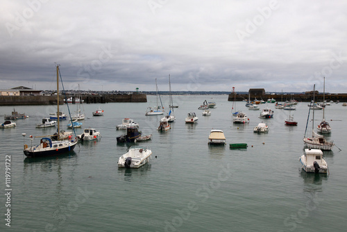 Fishing boats in the harbor of Granville, Normandy, France