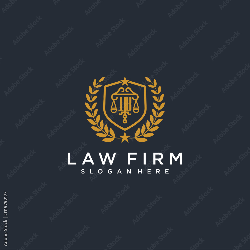 IB letter monogram logo for lawfirm with pillar & leaf image design IB letter monogram logo for lawfirm with pillar & leaf image design