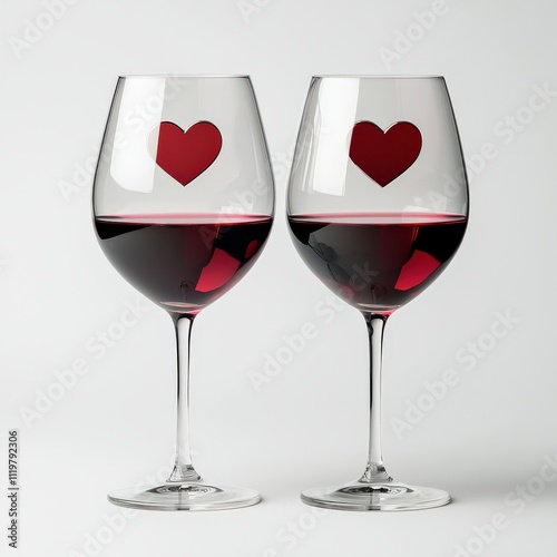 Two wine glasses with hearts on them
