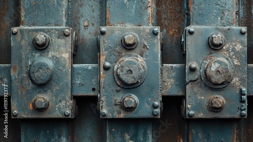 Wallpaper Mural Detailed close up of weathered vintage metal train buffers showcasing rust and industrial textures on a railway background Torontodigital.ca
