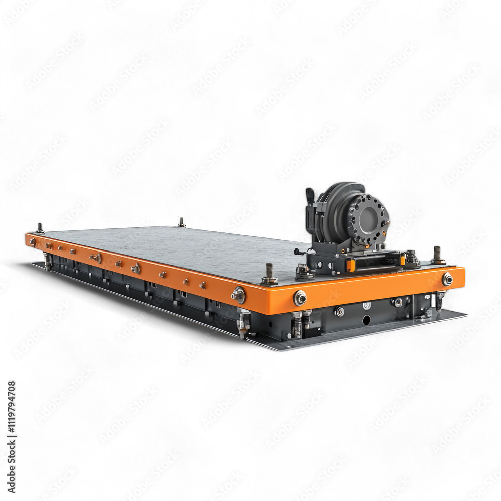 Heavy-duty conveyor platform with motor and rollers isolated on transparent background cutout png Heavy-duty conveyor platform with motor and rollers isolated on transparent background cutout png