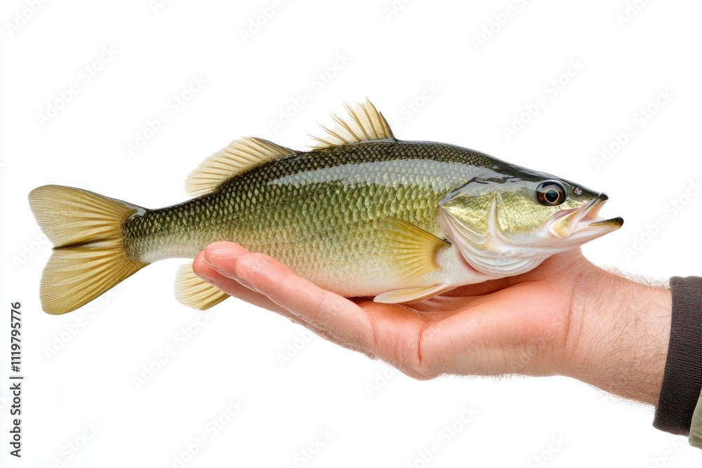 A person holding a small fish in their hand, great for food or fishing related images A person holding a small fish in their hand, great for food or fishing related images